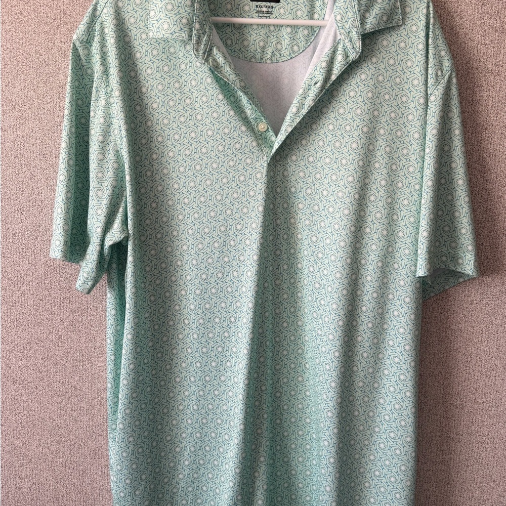 Greg Norman Collection Light Green Patterned Polo